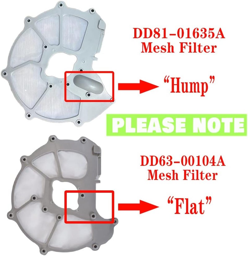 Sunniswi 【محدث】فلتر مضخة شبكة "بدون نتوء" DD63-00104A لجلايات سامسونج (OEM) أجزاء، رمادي (9 * 8.6 * 0.2 بوصة) - Image 2